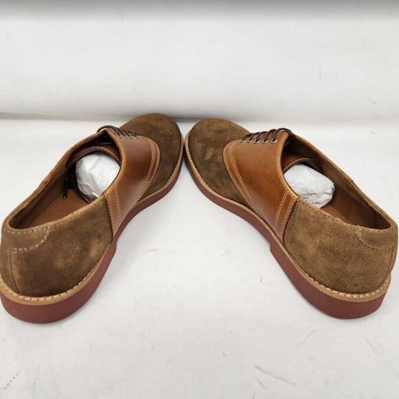 New men\'s 9 J Crew saddle shoes in leather and English suede oxfords Camel Tan main image 11